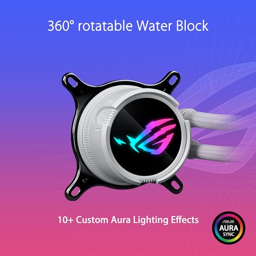 ASUS ROG Strix LC III 360 ARGB All in one CPU Liquid Cooler with 360  rotatable Water Block  Asetek s New Gen7 v2 Pump  Premium ROG ARGB Fans  and 10  Custom Aura Lighting Effects