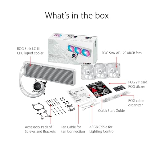 ASUS ROG Strix LC III 360 ARGB All in one CPU Liquid Cooler with 360  rotatable Water Block  Asetek s New Gen7 v2 Pump  Premium ROG ARGB Fans  and 10  Custom Aura Lighting Effects