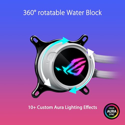 ASUS ROG Strix LC III 360 ARGB All in one CPU Liquid Cooler with 360  rotatable Water Block  Asetek s New Gen7 v2 Pump  Premium ROG ARGB Fans  and 10  Custom Aura Lighting Effects
