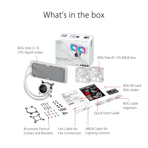 ASUS ROG Strix LC III 360 ARGB All in one CPU Liquid Cooler with 360  rotatable Water Block  Asetek s New Gen7 v2 Pump  Premium ROG ARGB Fans  and 10  Custom Aura Lighting Effects