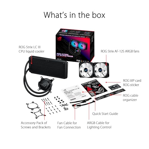 ASUS ROG Strix LC III 360 ARGB All in one CPU Liquid Cooler with 360  rotatable Water Block  Asetek s New Gen7 v2 Pump  Premium ROG ARGB Fans  and 10  Custom Aura Lighting Effects