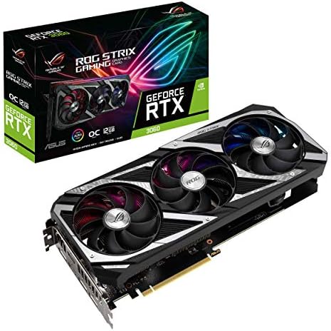 ASUS ROG Strix NVIDIA GeForce RTX 3060 V2 OC Edition Gaming Graphics Card  PCIe 4 0  12GB GDDR6  HDMI 2 1  DisplayPort 1 4a  Axial tech Fan Design  2 7 Slot  Super Alloy Power II  GPU Tweak II 