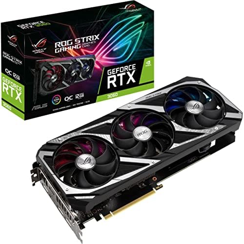 ASUS ROG Strix NVIDIA GeForce RTX 3060 V2 OC Edition Gaming Graphics Card  PCIe 4 0  12GB GDDR6  HDMI 2 1  DisplayPort 1 4a  Axial tech Fan Design  2 7 Slot  Super Alloy Power II  GPU Tweak II 