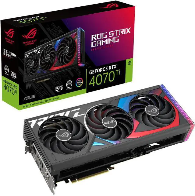 ASUS ROG Strix NVIDIA GeForce RTX 4070 Ti Gaming Graphics Card  PCIe 4 0  12GB GDDR6X  HDMI 2 1a  DisplayPort 1 4a  ROG STRIX RTX4070TI 12G GAMING