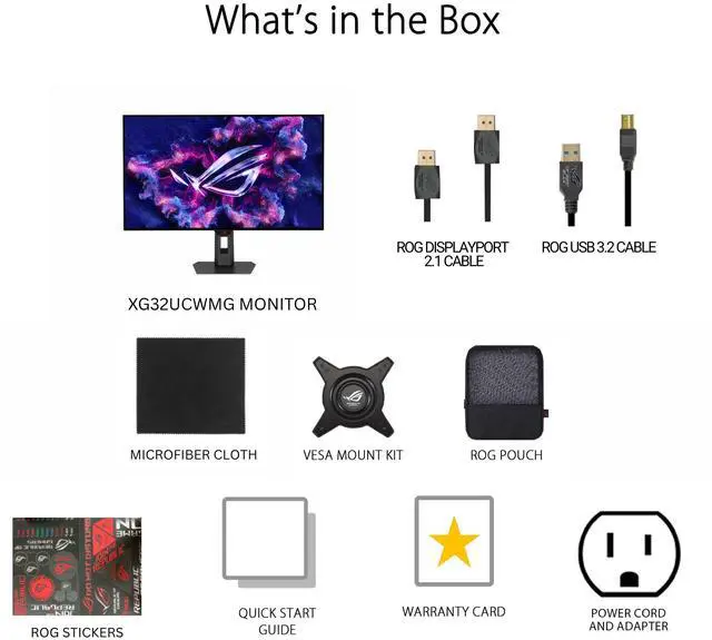 Monitor para juegos ASUS ROG Strix OLED XG32UCWMG de 32", 4K (3840 x 2160), 240 Hz, OLED, 0,03 ms (GTG), compatible con FreeSync Premium Pro y G-Sync, DCI-P3 99 %