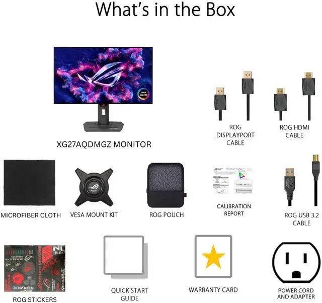 ASUS ROG Strix OLED XG27AQDMGZ gaming monitor 27" 1440p glossy WOLED panel  240 Hz  0 03 ms  custom heatsink  OLED Anti flicker  ASUS OLED Care 99  DCI P3  and DisplayWidget Center