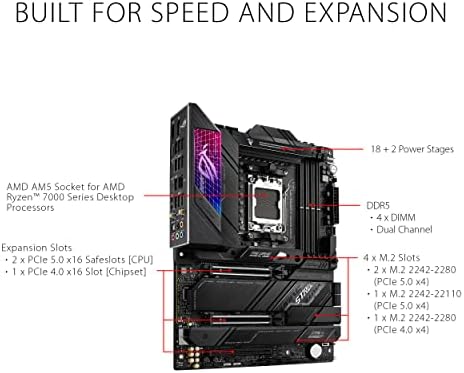 ASUS ROG Strix X670E E Gaming Socket AM5 LGA 1718  Ryzen 7000 ATX Motherboard 18 2 Power Stages PCIe  5 0  DDR 4xM 2 Slots USB 3 2 Gen 2x2  WiFi 6E PCIe Slot Q Release  M 2 Q Latch