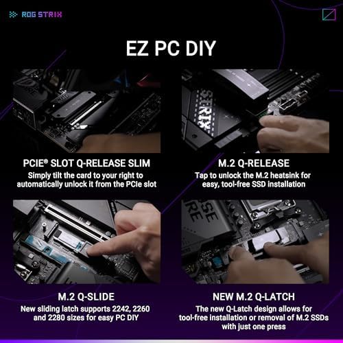ASUS ROG Strix X670E E Gaming Socket AM5 LGA 1718  Ryzen 7000 ATX Motherboard 18 2 Power Stages PCIe  5 0  DDR 4xM 2 Slots USB 3 2 Gen 2x2  WiFi 6E PCIe Slot Q Release  M 2 Q Latch