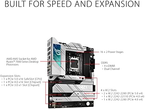 ASUS ROG Strix X670E E Gaming Socket AM5 LGA 1718  Ryzen 7000 ATX Motherboard 18 2 Power Stages PCIe  5 0  DDR 4xM 2 Slots USB 3 2 Gen 2x2  WiFi 6E PCIe Slot Q Release  M 2 Q Latch