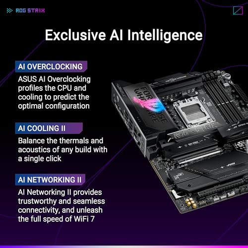 ASUS ROG Strix X870E E Gaming WiFi AMD AM5 X870 ATX Motherboard 18 2 2 Power Stages  Dynamic OC Switcher  Core Flex  DDR5 AEMP  WiFi 7  5X M 2  PCIe  5 0  Q Release Slim  USB4   AI OCing & Networking