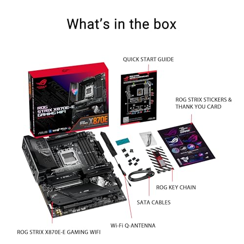 ASUS ROG Strix X870E E Gaming WiFi AMD AM5 X870 ATX Motherboard 18 2 2 Power Stages  Dynamic OC Switcher  Core Flex  DDR5 AEMP  WiFi 7  5X M 2  PCIe  5 0  Q Release Slim  USB4   AI OCing & Networking