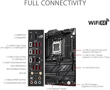 ASUS ROG Strix X870E E Gaming WiFi AMD AM5 X870 ATX Motherboard 18 2 2 Power Stages  Dynamic OC Switcher  Core Flex  DDR5 AEMP  WiFi 7  5X M 2  PCIe  5 0  Q Release Slim  USB4   AI OCing & Networking