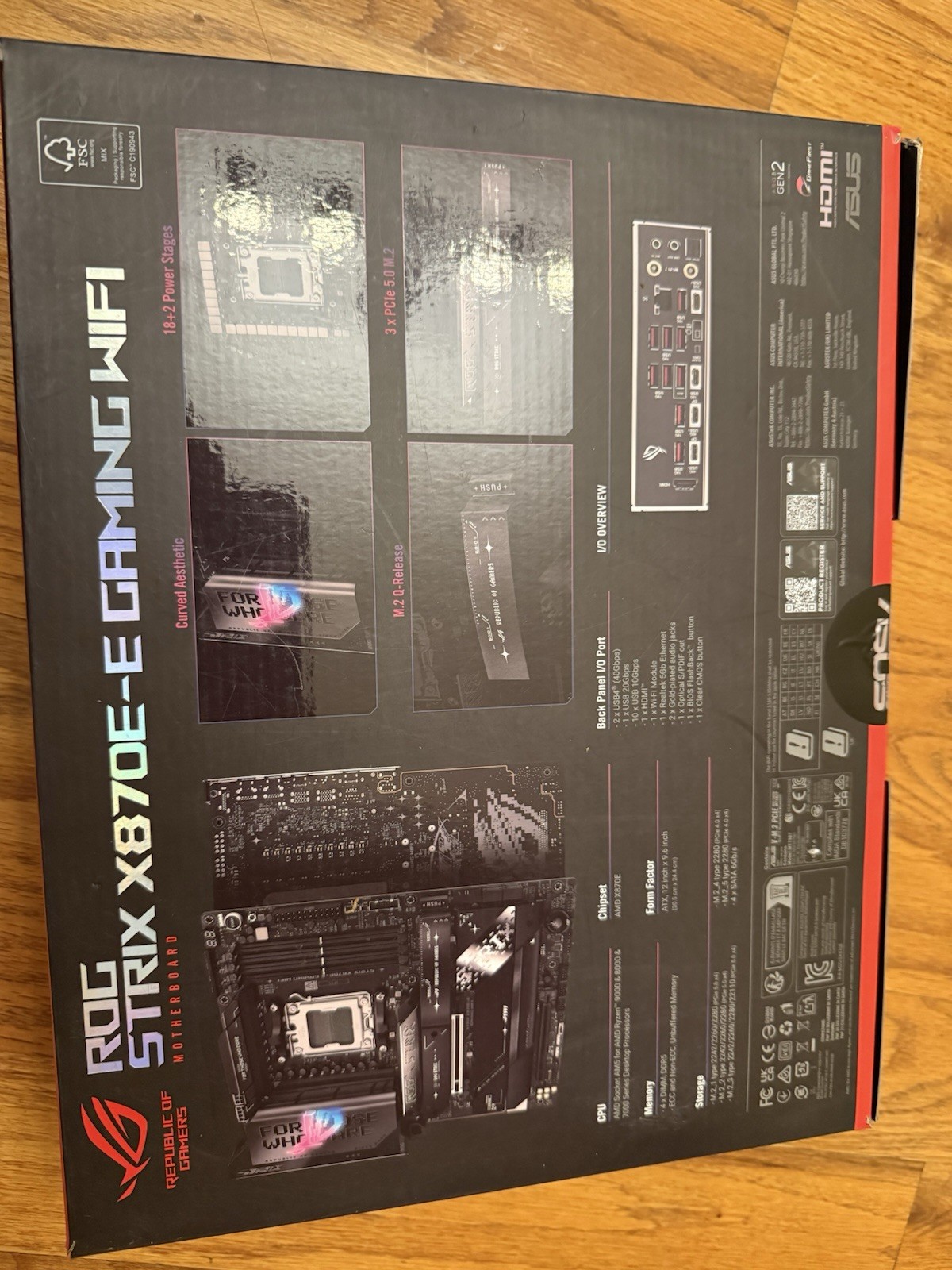 ASUS ROG Strix X870E E Gaming ATX WIFI 7 Motherboard Socket AMD AM5 DDR5 HDMI DP