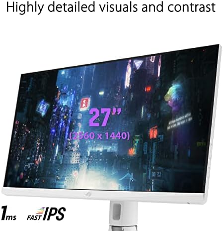 ASUS ROG Strix XG27AQ W 27  1440P HDR Gaming Monitor   White  QHD  2560 x 1440   Fast IPS  170Hz  1ms  Extreme Low Motion Blur Sync  G SYNC Compatible  Eye Care  HDMI  DisplayPort  USB  DisplayHDR400