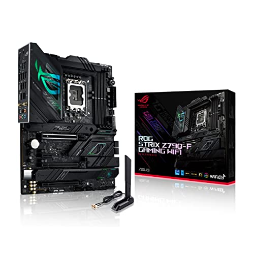 ASUS ROG Strix Z790 F Gaming WiFi 6E LGA 1700 Intel 14th&13th &12th Gen  ATX gaming motherboard 16   1 power stages DDR5 four M 2 slots  PCIe 5 0 WiFi 6E USB 3 2 Gen 2x2 Type C with PD 3 0 up to 30W 