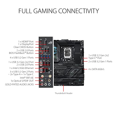 ASUS ROG Strix Z790 F Gaming WiFi 6E LGA 1700 Intel 14th&13th &12th Gen ATX gaming motherboard 16 1 power stages DDR5 four M 2 slots PCIe 5 0 WiFi 6E USB 3 2 Gen 2x2 Type C with PD 3 0 up to 30W