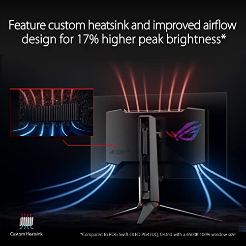 ASUS ROG Swift Monitor OLED DSC de 27 pulgadas y 1440P (PG27AQDM) - QHD (2560 x 1440), 240Hz, 0.03 ms, compatible con G-SYNC, revestimiento de microtextura antirreflejo, 99% DCI-P3, True 10-bit,