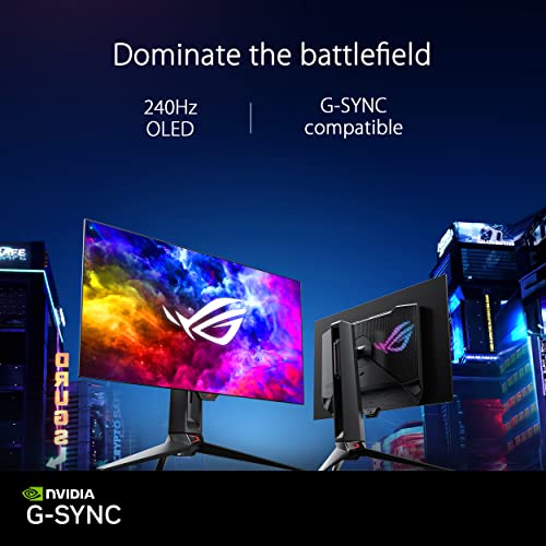ASUS ROG Swift Monitor OLED DSC de 27 pulgadas y 1440P (PG27AQDM) - QHD (2560 x 1440), 240Hz, 0.03 ms, compatible con G-SYNC, revestimiento de microtextura antirreflejo, 99% DCI-P3, True 10-bit,