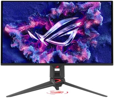 ASUS ROG Swift 27  4K QD OLED Gaming Monitor  PG27UCDM    240Hz  0 03ms  Custom Heatsink  Neo Proximity Sensor  G SYNC Compatible  99  DCI P3  True 10 bit color  DisplayPort 2 1a UHBR20  3 yr warranty