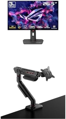 ASUS ROG Swift 27  4K QD OLED Gaming Monitor  PG27UCDM    240Hz  0 03ms  Custom Heatsink  Neo Proximity Sensor  G SYNC Compatible  99  DCI P3  True 10 bit color  DisplayPort 2 1a UHBR20  3 yr warranty