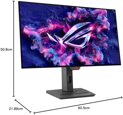 ASUS ROG Swift 27  4K QD OLED Gaming Monitor  PG27UCDM    240Hz  0 03ms  Custom Heatsink  Neo Proximity Sensor  G SYNC Compatible  99  DCI P3  True 10 bit color  DisplayPort 2 1a UHBR20  3 yr warranty