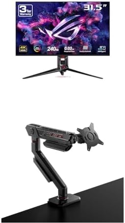 ASUS ROG Swift 27  4K QD OLED Gaming Monitor  PG27UCDM    240Hz  0 03ms  Custom Heatsink  Neo Proximity Sensor  G SYNC Compatible  99  DCI P3  True 10 bit color  DisplayPort 2 1a UHBR20  3 yr warranty