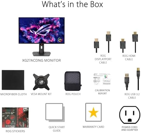 ASUS ROG Swift 32  4K OLED Gaming Monitor  PG32UCDM    UHD  3840 x 2160   QD OLED  240Hz  0 03ms  G SYNC Compatible  Custom Heatsink  Graphene Film  99  DCI P3  True 10 bit  90W USB C