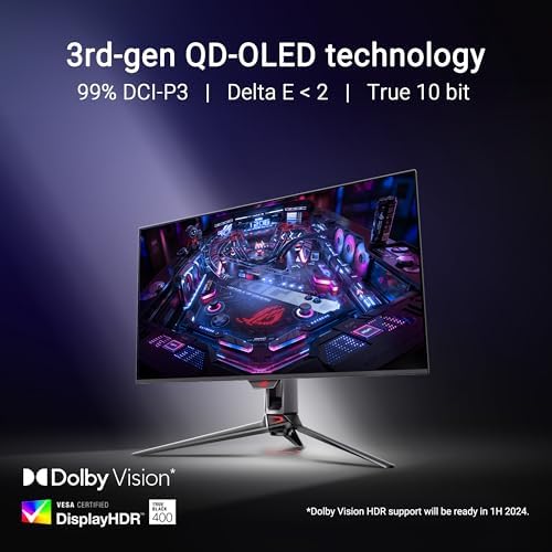 ASUS ROG Swift - Monitor OLED para juegos 4K de 32 pulgadas (PG32UCDM) - UHD (3840 x 2160), QD-OLED, 240Hz, 0.03ms, compatible con G-SYNC, disipador de calor personalizado, película de grafeno, 99% DCI-P3, True 10-bit, 90W USB-C