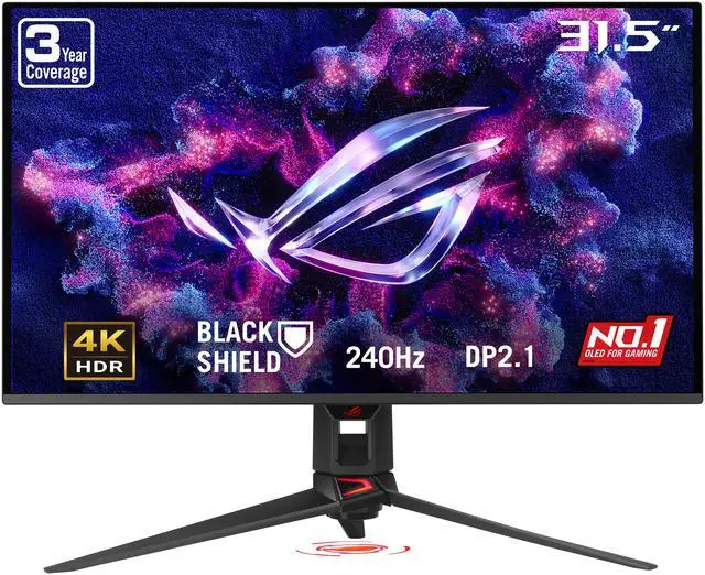 ASUS ROG Swift 32 inch UHD 4K 240Hz AMD FreeSync Premium Pro & G-Sync Compatible 0.03ms HDR500 USB-C GEN 3 OLED Gaming Computer Monitor with Height Adjustable, Swivel & Tilt Stand PG32UCDM3