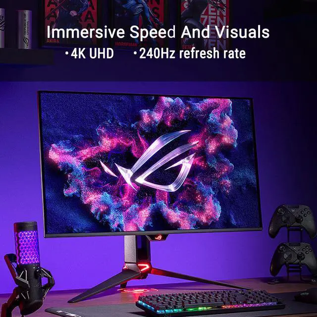 ASUS ROG Swift 32 inch UHD 4K 240Hz AMD FreeSync Premium Pro & G-Sync Compatible 0.03ms HDR500 USB-C GEN 3 OLED Gaming Computer Monitor with Height Adjustable, Swivel & Tilt Stand PG32UCDM3