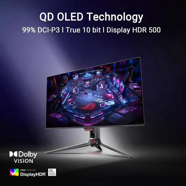 ASUS ROG Swift 32 inch UHD 4K 240Hz AMD FreeSync Premium Pro & G-Sync Compatible 0.03ms HDR500 USB-C GEN 3 OLED Gaming Computer Monitor with Height Adjustable, Swivel & Tilt Stand PG32UCDM3