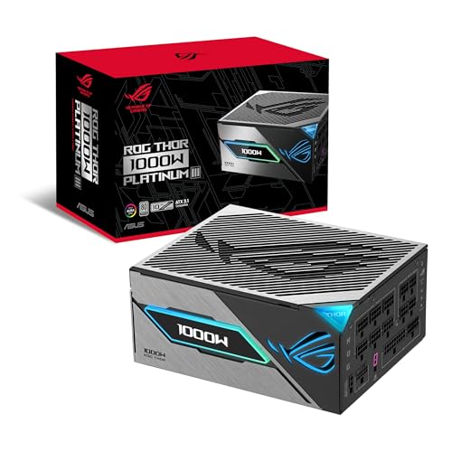 ASUS ROG Thor 1000W Platinum III PSU  80 Plus Platinum Certified  ATX 3 1  GaN MOSFET  GPU First Intelligent Voltage Stabilizer  Magnetic OLED Display  Turbo Mode  10 Year Warranty