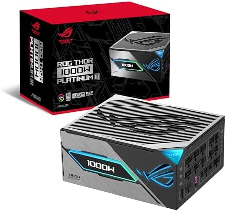 ASUS ROG Thor 1000W Platinum III PSU  80 Plus Platinum Certified  ATX 3 1  GaN MOSFET  GPU First Intelligent Voltage Stabilizer  Magnetic OLED Display  Turbo Mode  10 Year Warranty
