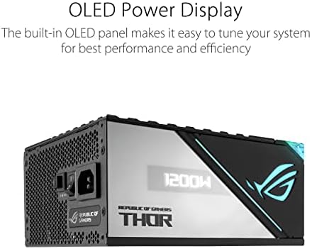 ASUS ROG Thor 1000W Platinum III PSU  80 Plus Platinum Certified  ATX 3 1  GaN MOSFET  GPU First Intelligent Voltage Stabilizer  Magnetic OLED Display  Turbo Mode  10 Year Warranty