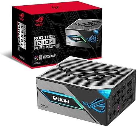 ASUS ROG Thor 1200W Platinum III PSU  80 Plus Platinum Certified  ATX 3 1  GaN MOSFET  GPU First Intelligent Voltage Stabilizer  Magnetic OLED Display  Turbo Mode  10 Year Warranty