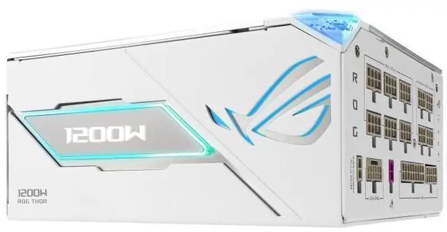 ASUS ROG Thor 1200W Platinum III WHITE EDITION PSU  80 PLUS Platinum Certified  ATX 3 1  GaN MOSFET  GPU First Intelligent Voltage Stabilizer  Magnetic OLED Display  Turbo Mode