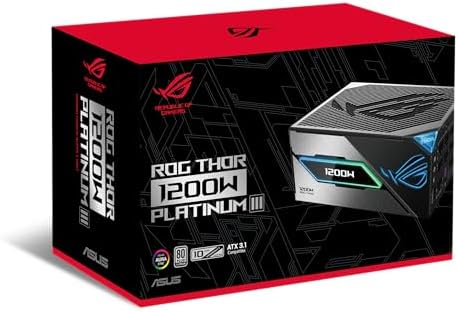 ASUS ROG Thor 1200W Platinum III PSU  80 Plus Platinum Certified  ATX 3 1  GaN MOSFET  GPU First Intelligent Voltage Stabilizer  Magnetic OLED Display  Turbo Mode  10 Year Warranty