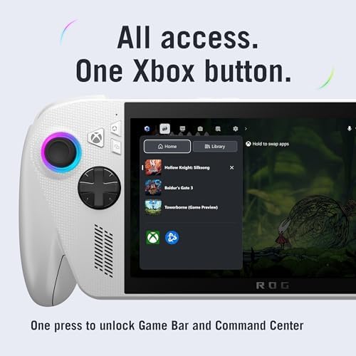 ASUS ROG Xbox Ally Gaming Handheld 7 120Hz Touchscreen IPS Display  AMD Ryzen Z2 A  16GB LPDDR5X  512GB SSD  AMD RDNA 2 Graphics  Fingerprint  WiFi 6E  Bluetooth 5 4  Win 11 Home  with DKZ Hub