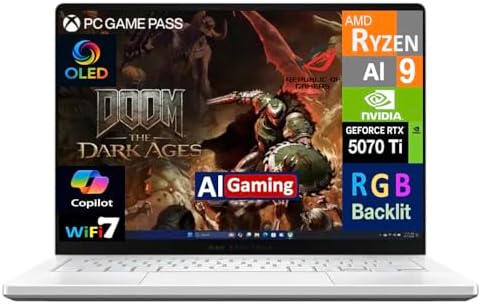 ASUS ROG Zephyrus AI Gaming Laptop 14 0 120Hz OLED 2 8K Display  AMD Ryzen AI 9 HX 370  GeForce RTX 5070 Ti 12GB  32GB LPDDR5X  4TB PCIe SSD  RGB KB  Win 11 Pro  with Dockztorm Hub