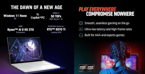 ASUS ROG Zephyrus AI Gaming Laptop 14 0 120Hz OLED 2 8K Display  AMD Ryzen AI 9 HX 370  GeForce RTX 5070 Ti 12GB  32GB LPDDR5X  4TB PCIe SSD  RGB KB  Win 11 Pro  with Dockztorm Hub