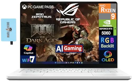 ASUS ROG Zephyrus G14 AI Gaming Laptop 14 0 ROG Nebula OLED 2 8K 500nits Display  AMD Ryzen 9 270  GeForce RTX 5060 8GB  16GB LPDDR5X  1TB SSD  RGB KYB  WiFi 7  Win 11 Pro  w/DKZ USB Port Expander