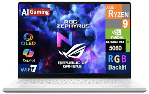 ASUS ROG Zephyrus G14 AI Gaming Laptop 14 0 ROG Nebula OLED 2 8K 500nits Display  AMD Ryzen 9 270  GeForce RTX 5060 8GB  16GB LPDDR5X  1TB SSD  RGB KYB  WiFi 7  Win 11 Pro  w/DKZ USB Port Expander