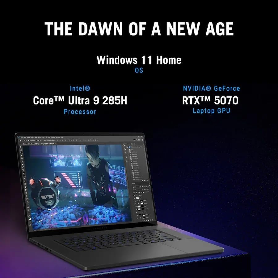 ASUS ROG Zephyrus G16 16" 2.5K OLED 240Hz Gaming Laptop, Intel Core Ultra 9 285H, RTX5070, 16GB LPDDR5X 2TB SSD, Wi-Fi7, Backlit KB, Win11, Thunderbolt4, Eclipse Gray, w/2TB USB Drive, W/GaLiMu