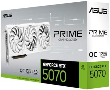 ASUS SFF Ready Prime NVIDIA GeForce RTX 5070 White OC Edition Graphics Card  PCIe 5 0  12GB GDDR7  HDMI/DP 2 1  2 5 Slot  Axial tech Fans  Dual BIOS   3 Year Warranty