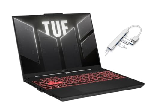 ASUS TUF 16  WUXGA 144Hz Gaming Laptop   AMD Ryzen 7 7445HS 3 2GHz   NVIDIA GeForce RTX 4050   Backlit   Webcam   16GB RAM DDR5   512GB SSD   Windows 11 Home   Bundle with USB 3 0 Hub