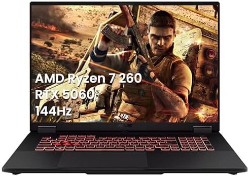 ASUS TUF A18 18 WUXGA 144Hz Gaming Laptop  AMD Ryzen 7 260  NVIDIA GeForce RTX 5060  32GB DDR5  1TB SSD  RGB Backlit Keyboard  Copilot  FHD IR Camera  Wi Fi 6E  Win 11  Gray  Renewed