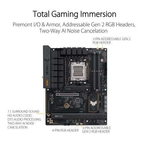 ASUS TUF GAMING B650 PLUS WIFI AMD B650 AM5 Ryzen  Desktop 9000 8000 and 7000 ATX motherboard  14 power stages  PCIe  5 0 M 2   DDR5 memory  WiFi 6 and 2 5 Gb Ethernet  USB4  support Aura Sync