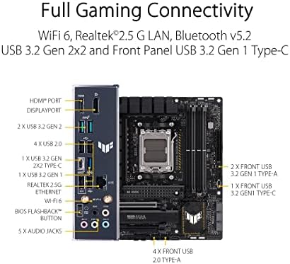 ASUS TUF GAMING B650 PLUS WIFI AMD B650 AM5 Ryzen  Desktop 9000 8000 and 7000 ATX motherboard  14 power stages  PCIe  5 0 M 2   DDR5 memory  WiFi 6 and 2 5 Gb Ethernet  USB4  support Aura Sync
