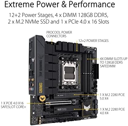 ASUS TUF GAMING B650 PLUS WIFI AMD B650 AM5 Ryzen  Desktop 9000 8000 and 7000 ATX motherboard  14 power stages  PCIe  5 0 M 2   DDR5 memory  WiFi 6 and 2 5 Gb Ethernet  USB4  support Aura Sync