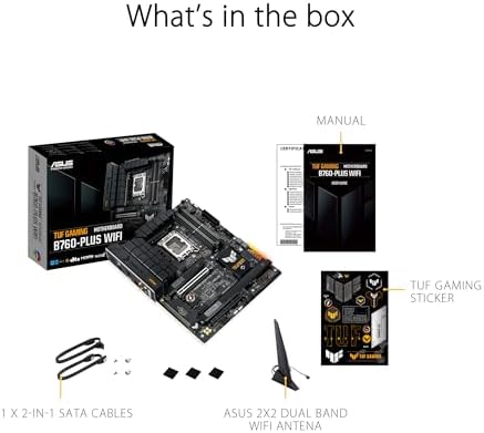 ASUS TUF GAMING B760 PLUS WIFI Intel B760 LGA 1700 ATX motherboard  Ready for 14th  13th & 12th Gen Intel  Core CPU  12 1 1 Stages  PCIe 5 0  3x M 2  DDR5  2 5G  USB 3 2 Type C   Thunderbolt 4   USB4 